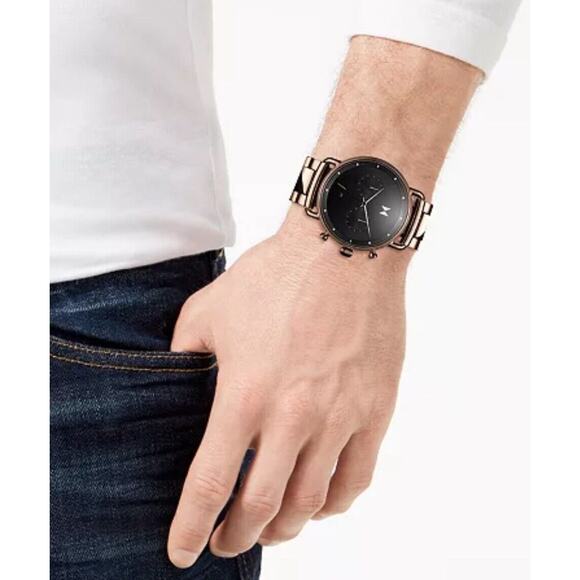 MVMT Mens Stainless Steel Taupe Tone Bracelet Watch 47mm Chronograph Style Sleek - Picture 2 of 16
